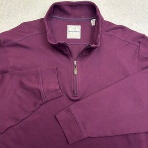 Tommy Bahama‎ Pima Cotton Pullover 1/4 Zip Mens XXL 2XL Deep Purple Preppy Soft